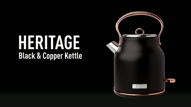 TEA＠　0417 Haden Black/Silver Retro Stainless Steel 1.7 L Electric Tea