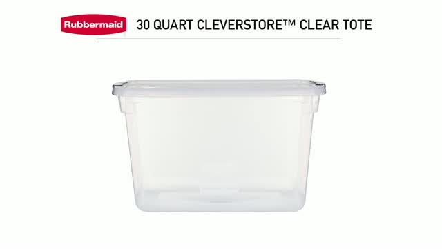 Rubbermaid Cleverstore (6) 30 Qt & (12) 6 Qt Plastic Storage Tote Container