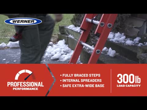 16 ft. Fiberglass Extension Ladder, 300 lb. Load Capacity, 30.0 lb. Net Weight