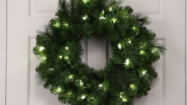 Celebrations Platinum 26 in. D LED Prelit Pure White Pine Wreath