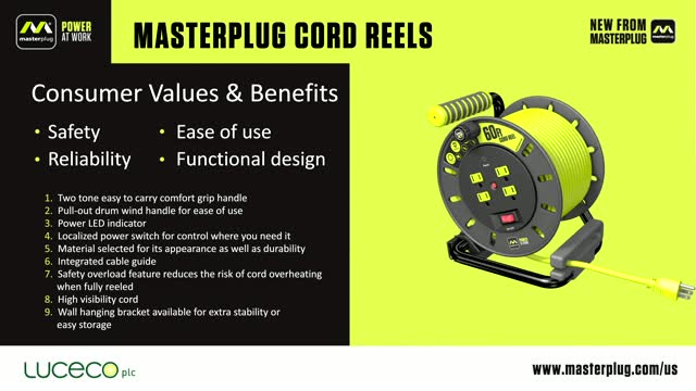 masterplug 100ft metal extension cord reel in Extension Cord Reels