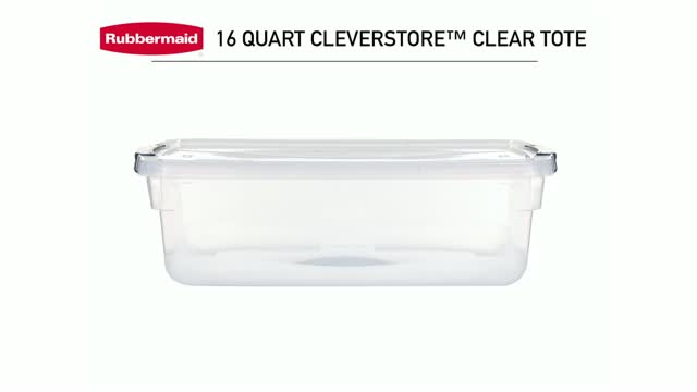 Rubbermaid Cleverstore 16 Quart Plastic Storage Tote Container