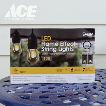 Feit LED Flame Bulb String Lights Amber 12 ft. 6 lights Ace Hardware