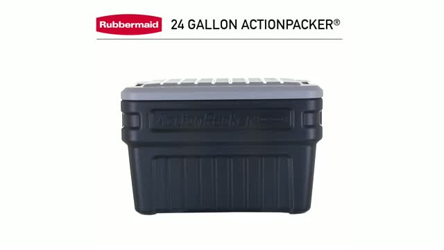 Rubbermaid ActionPacker 24 gal Black Storage Tote 17.4 in. H X 19.3 in. W X  26.5 in. D Stackable - Ace Hardware