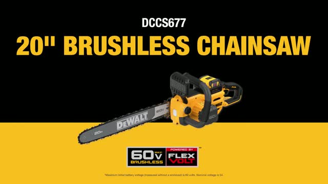 DeWalt 60V MAX DCCS677Y1 20 in. 50.2 cc 60 V Battery Chainsaw Kit