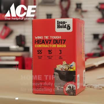 Iron-Hold 55 gal Contractor Bags Wing Ties 15 pk 3 mil - Ace Hardware